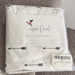 Copper Pearl Premium Fitted Crib Sheet - White with Black Arrows